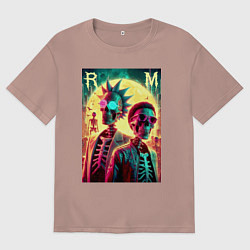 Мужская футболка оверсайз Rick and Morty cool skeletons
