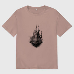 Футболка оверсайз мужская Небесный замок, цвет: пыльно-розовый