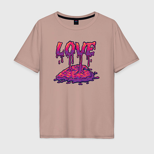 Мужская футболка оверсайз Bloody love / Пыльно-розовый – фото 1