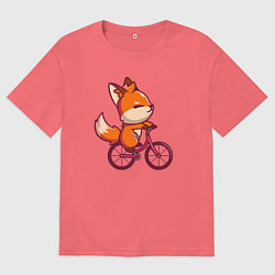 Мужская футболка оверсайз Лисичка на велике