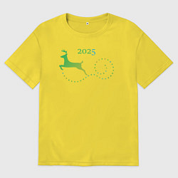 Футболка оверсайз мужская Новогодний олень 2025 года, цвет: желтый