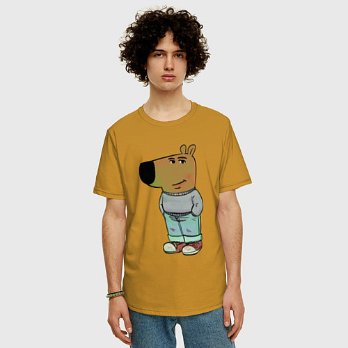 Мужская футболка оверсайз Чиловый парень / Горчичный – фото 3