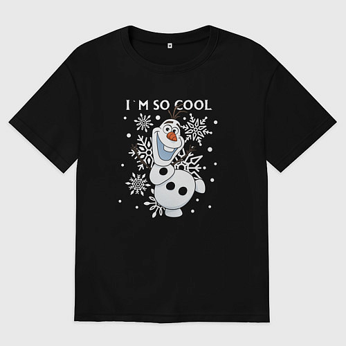 Мужская футболка оверсайз Олаф Холодное сердце - снеговик im so cool / Черный – фото 1