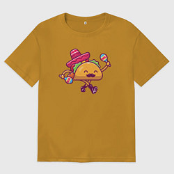 Футболка оверсайз мужская Забавный тако, цвет: горчичный