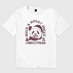 Мужская футболка оверсайз Панда Дед Мороз