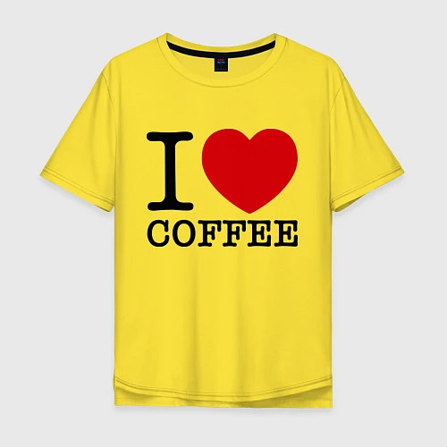 Мужская футболка оверсайз I love coffee / Желтый – фото 1