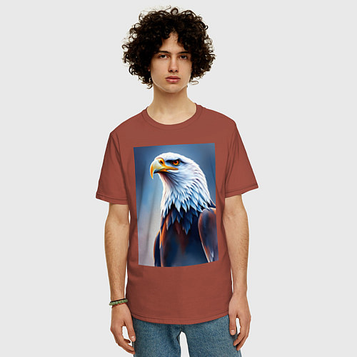 Мужская футболка оверсайз Грациозный орел / Кирпичный – фото 3