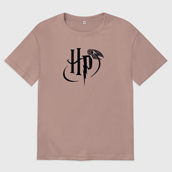Футболка оверсайз мужская Harry Potter logo, цвет: пыльно-розовый