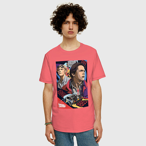 Мужская футболка оверсайз Marty and doc / Коралловый – фото 3