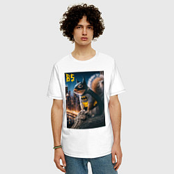 Футболка оверсайз мужская Bat squirrel - ai art fantasy, цвет: белый — фото 2