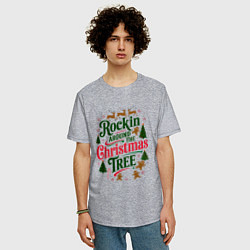 Футболка оверсайз мужская Новогодняя атмосфера rockin around the christmas t, цвет: меланж — фото 2