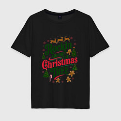 Футболка оверсайз мужская Новогодняя атмосфера rockin around the christmas t, цвет: черный