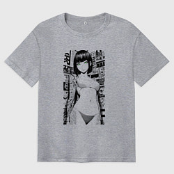 Мужская футболка оверсайз Зеленоглазая девушка с татуировками