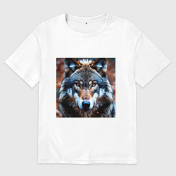 Мужская футболка оверсайз Взгляд серого волка