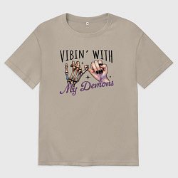Мужская футболка оверсайз Vibing with demons
