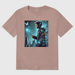 Мужская футболка оверсайз Harry Potter with a magic wand - cyberpunk