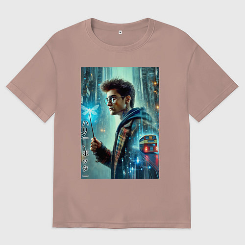 Мужская футболка оверсайз Harry Potter - urban style / Пыльно-розовый – фото 1