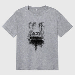 Мужская футболка оверсайз Авто в лесу