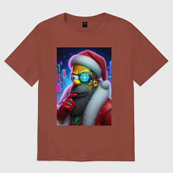 Футболка оверсайз мужская Simpson Claus - cyberpunk, цвет: кирпичный