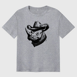 Мужская футболка оверсайз Носорог ковбой