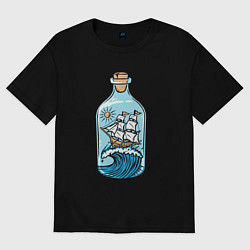 Мужская футболка оверсайз Парусник в бутылке