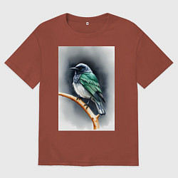 Мужская футболка оверсайз Птичка на ветке