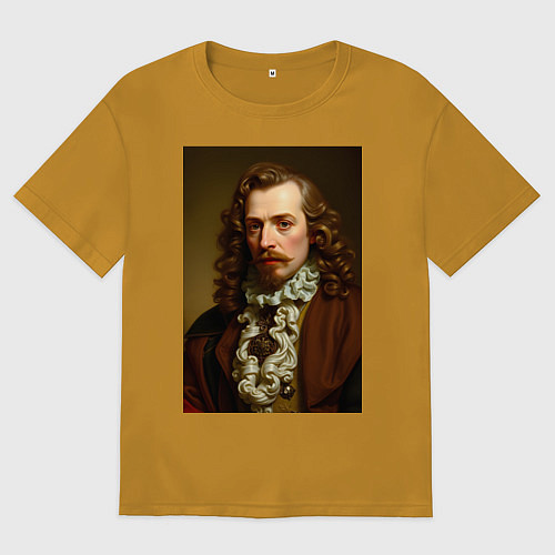 Мужская футболка оверсайз Старинный портрет / Горчичный – фото 1