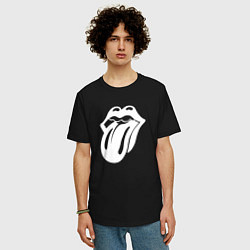 Футболка оверсайз мужская Rolling Stones - white logo, цвет: черный — фото 2