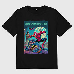 Мужская футболка оверсайз Чувак паук против чувака летучей мыши - нейроарт п