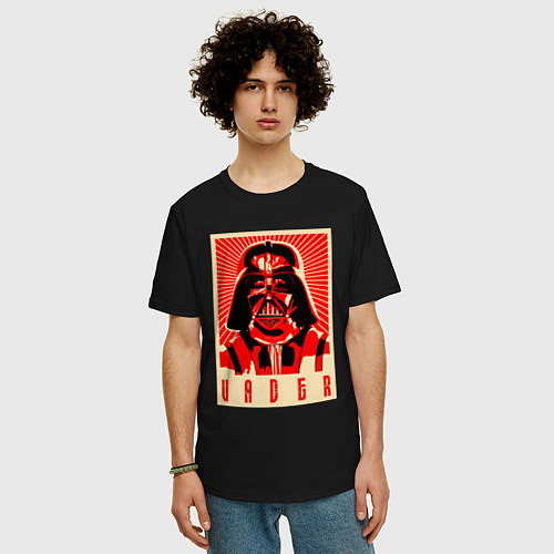 Мужская футболка оверсайз Звёздные войны яростный Вейдер / Черный – фото 3