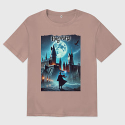 Мужская футболка оверсайз Nightly Hogwarts - neon glow