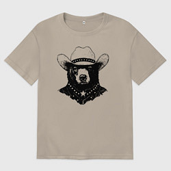 Мужская футболка оверсайз Медведь ковбой на диком западе