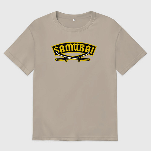 Мужская футболка оверсайз Мечи самурая / Миндальный – фото 1