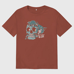 Футболка оверсайз мужская Не кради мою рыбку, цвет: кирпичный