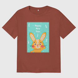 Мужская футболка оверсайз Новогодний милый заяц