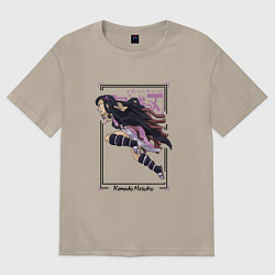 Футболка оверсайз мужская Клинок рассекающий демонов: Незуко Камадо, цвет: миндальный