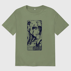 Футболка оверсайз мужская Футуристичная кибернетическая девушка, цвет: авокадо