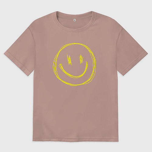 Мужская футболка оверсайз Смайлик желтый / Пыльно-розовый – фото 1