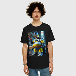 Футболка оверсайз мужская Бэтсимпсон купил в фастфуде картофель фри, цвет: черный — фото 2