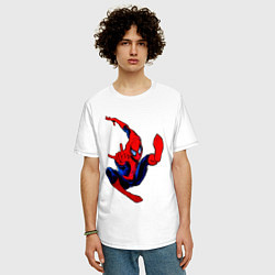 Футболка оверсайз мужская Человек паук в полёте, цвет: белый — фото 2