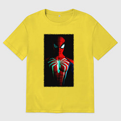 Футболка оверсайз мужская Новый человек паук в темноте, цвет: желтый
