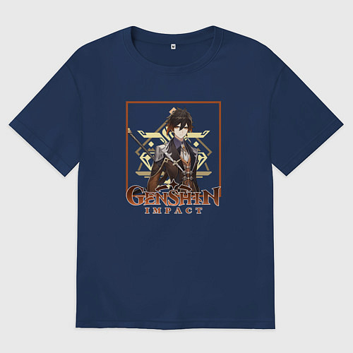 Мужская футболка оверсайз Архонт Чжун Ли / Тёмно-синий – фото 1