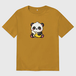 Мужская футболка оверсайз Милая панда с бананом