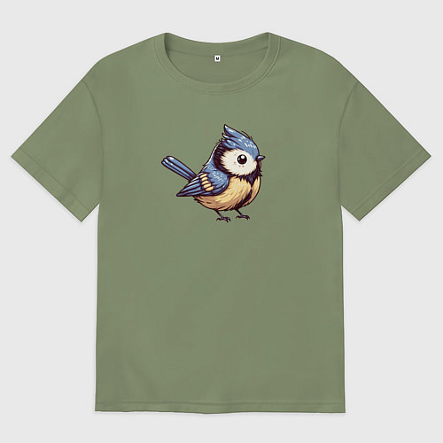 Мужская футболка оверсайз Синичка / Авокадо – фото 1