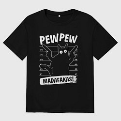 Мужская футболка оверсайз Кот с пушками