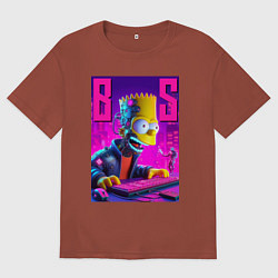 Футболка оверсайз мужская Bart Simpson - cyber gamer, цвет: кирпичный
