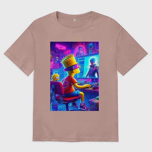 Мужская футболка оверсайз Барт и Мэгги выбирают персонажа / Пыльно-розовый – фото 1