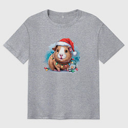 Мужская футболка оверсайз Новогодняя морская свинка