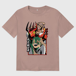 Футболка оверсайз мужская Человек-бензопила Пауэр пила, цвет: пыльно-розовый