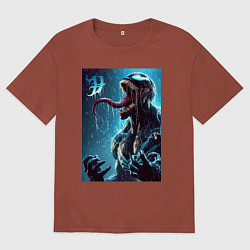 Мужская футболка оверсайз Веном под проливным дождём - нейроарт фантазия